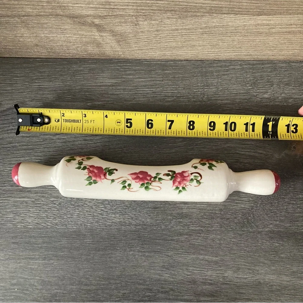 Vintage Floral Grandma Core Wall Ceramic Rolling Pin planter or Shelf Sitter